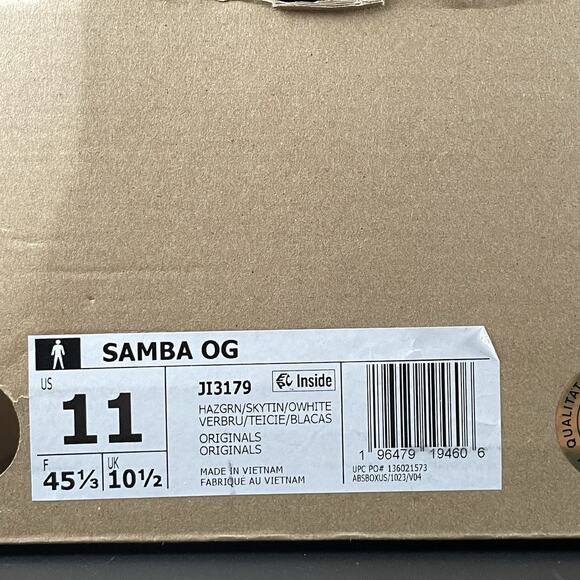 Adidas Originals Samba OG Men’s 11 Hazy Green Sky Tint Off White Sneakers JI3179 - Picture 10 of 10